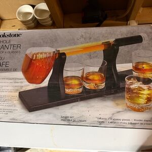 Brookstone Rotating Whiskey Decanter Set with Glasses